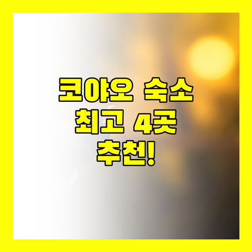코야오 여행, 어디에서 묵을까? 최고의 숙소 4곳 추천