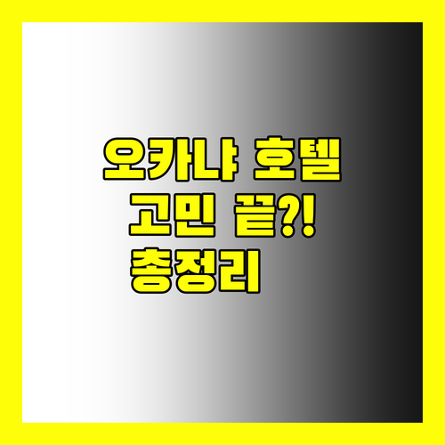 오카냐 호텔 선택 고민 끝 숙박 규정, 리뷰 총정리