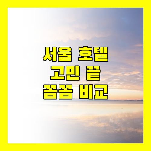 서울 호텔 고민 끝 위치 시설 서비스 꼼꼼 비교 분석