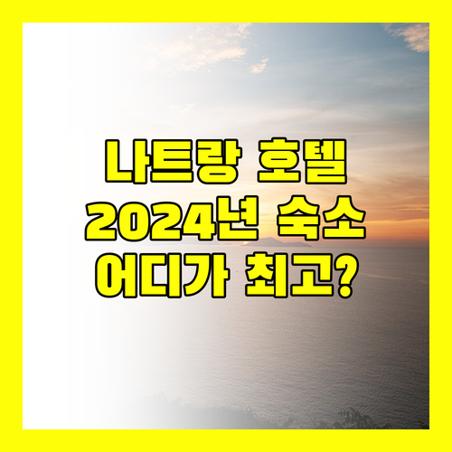 나트랑 호텔 완벽 비교! 2024년 최고의 숙소는 어디?