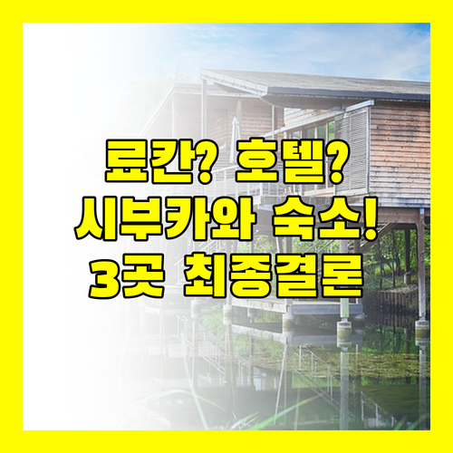 이카호 신키 료칸이냐 무료 조식 호텔이냐 시부카와 숙소 3곳 고민 끝